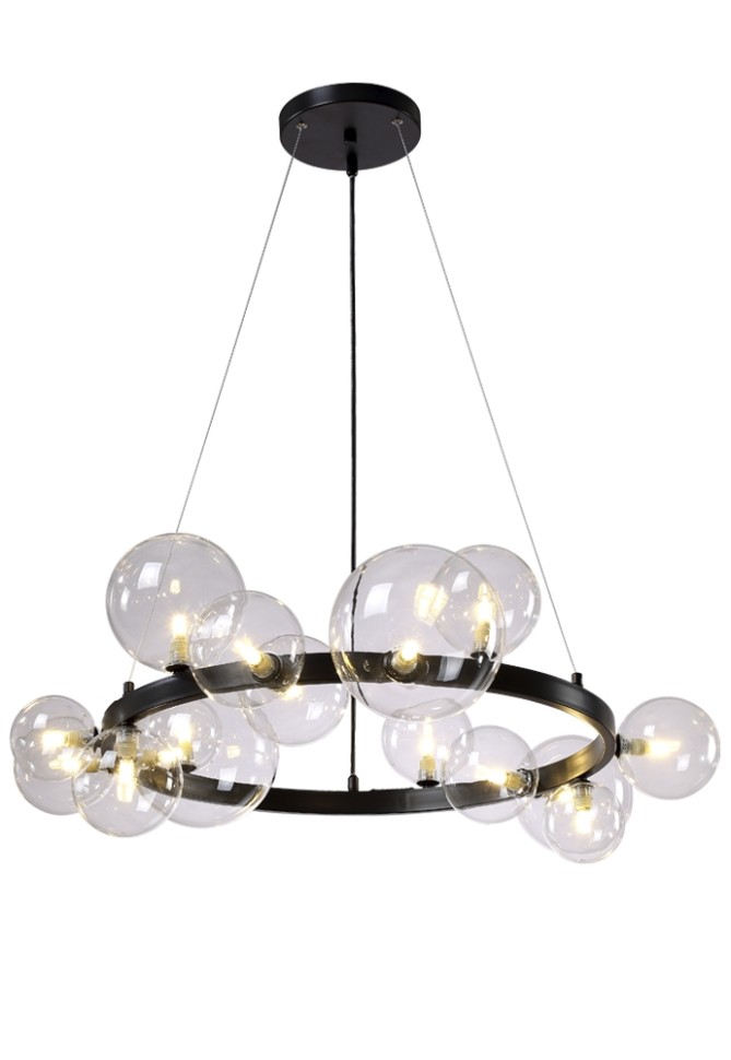 Подвесная люстра Crystal Lux AGATA SP15 V2 BLACK/TRANSPARENTE