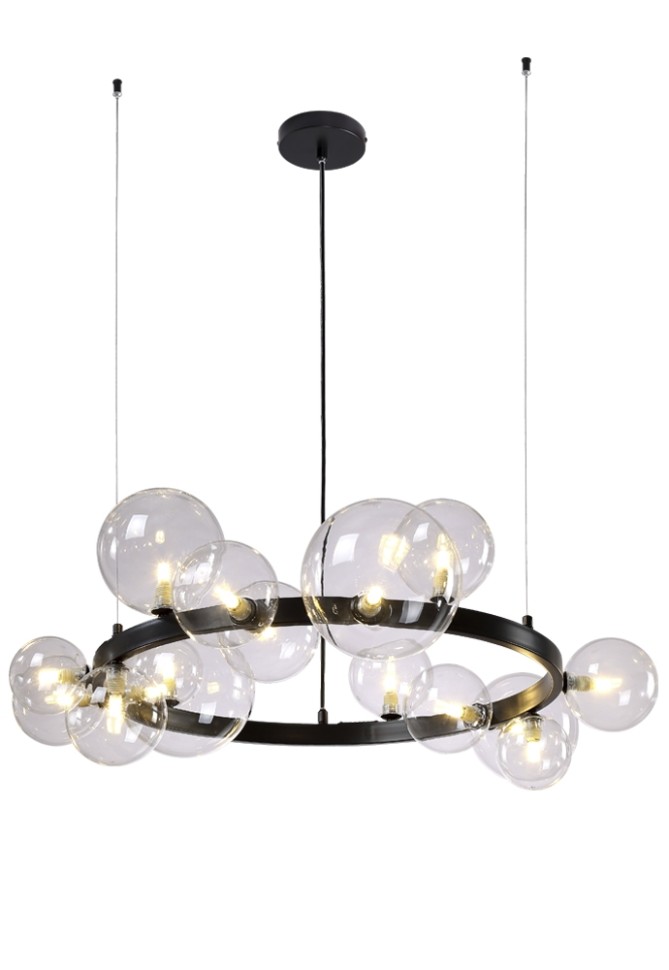 Подвесная люстра Crystal Lux AGATA SP15 V2 BLACK/TRANSPARENTE