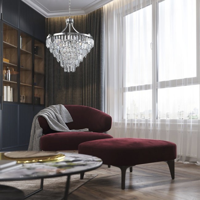 Подвесная люстра с хрусталем Novello Lumien Hall LH0039/13P-NK-CL