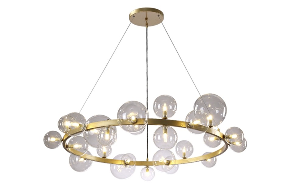 Подвесная люстра Crystal Lux AGATA SP24 V2 GOLD/TRANSPARENTE