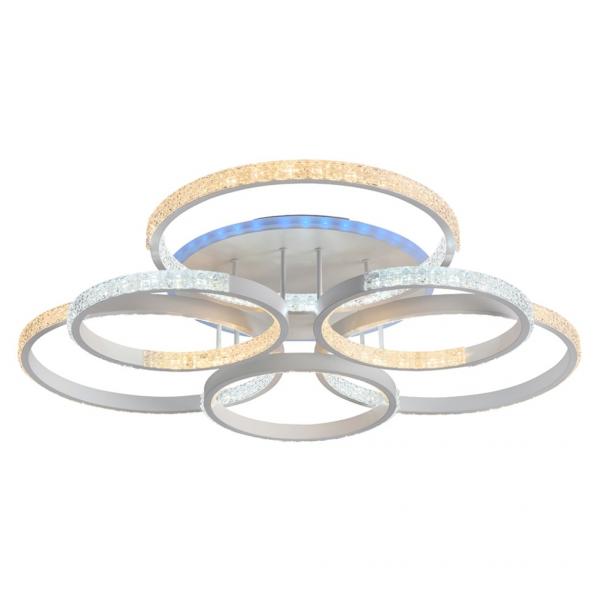 Светодиодная диммируемая люстра с ПДУ Profit Light 8047/3+3 WHT 180W+8W RGB