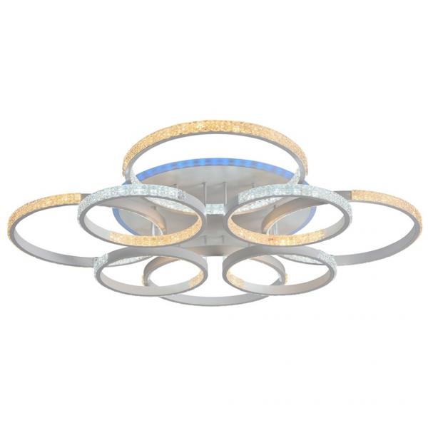 Светодиодная диммируемая люстра с ПДУ Profit Light 8047/4+4 WHT 240W+11W RGB