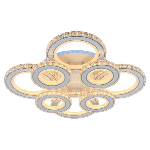 Светодиодная диммируемая люстра с ПДУ Profit Light 8061/4+4 WHT 320W+10W RGB