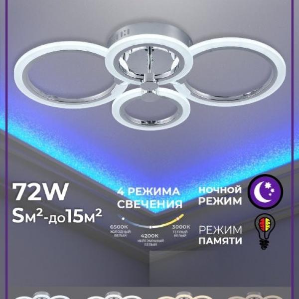 Светодиодная диммируемая люстра с пультом ДУ Seven Fires Leyni SF5006/4C-CR