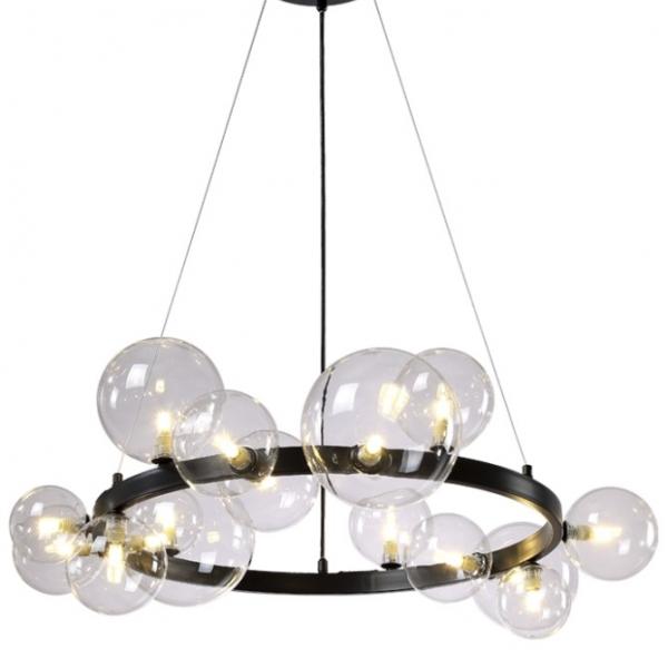 Подвесная люстра Crystal Lux AGATA SP15 V2 BLACK/TRANSPARENTE