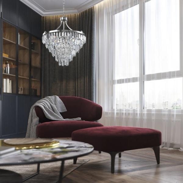 Подвесная люстра с хрусталем Novello Lumien Hall LH0039/13P-NK-CL