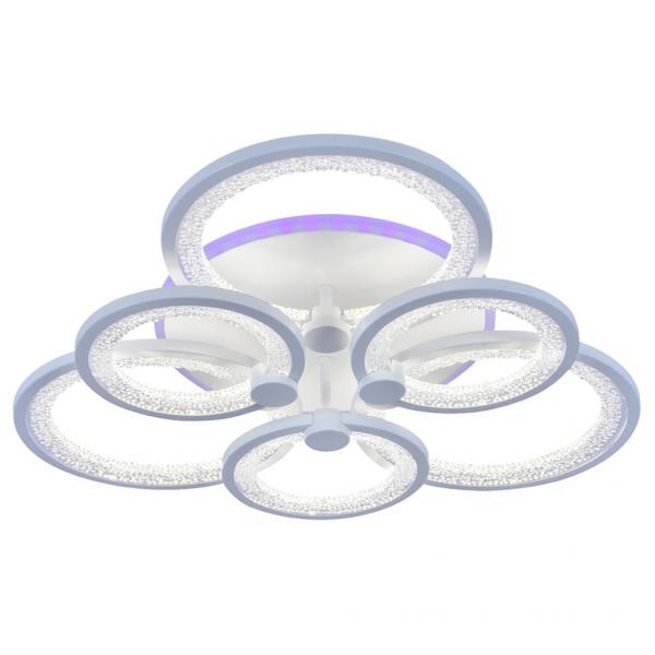 Светодиодная диммируемая люстра с ПДУ Profit Light 8002/3+3 WHT 144W+8W RGB