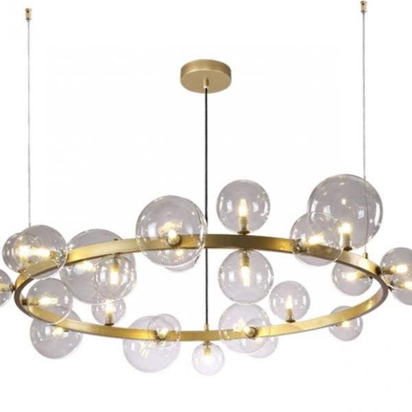 Подвесная люстра Crystal Lux AGATA SP24 V2 GOLD/TRANSPARENTE