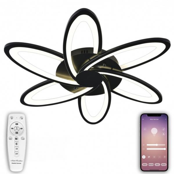 Потолочная светодиодная люстра с Bluetooth и пультом Natali Kovaltseva HIGH-TECH LED LAMPS 82008 BLACK