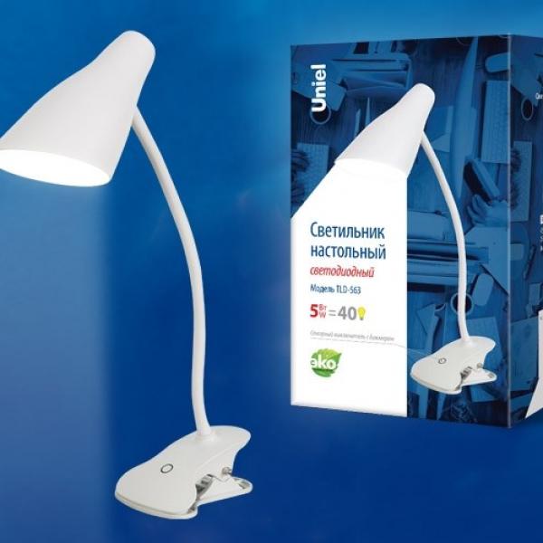 Настольная лампа на прищепке с диммером Uniel TLD-563 White/LED/360Lm/4500K/Dimmer (UL-00004465)