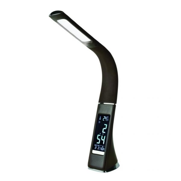 Сенсорная настольная лампа с диммером и часами Uniel TLD-542 Brown/LED/300Lm/5000K/Dimmer (UL-00001817)